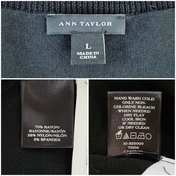 Ann Taylor Black Fit & Flare Knee Length Pleated Skirt Knit Dress Womens Size L - Picture 6 of 9